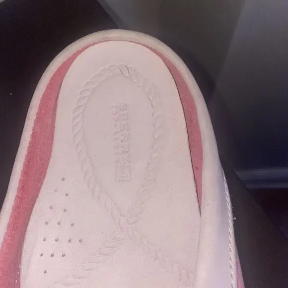 Sperry Top-Sider Pink Leather Suede Slides/Loafers - 9M Dolphin Shell Starfish - Picture 6 of 8